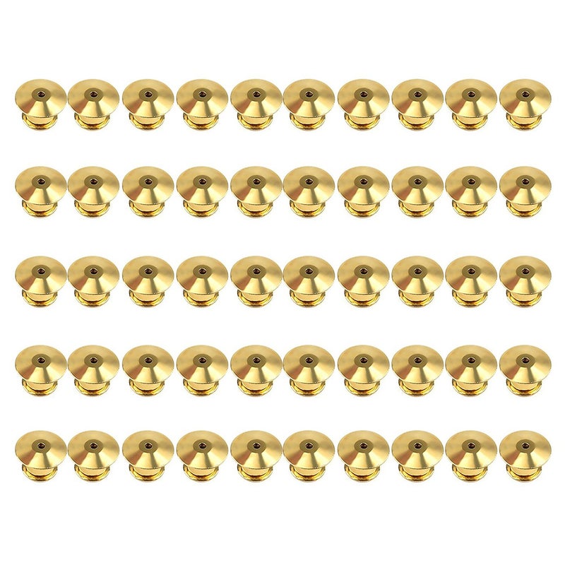 DYWISHKEY 50 Pieces Metal Pin Keepers Backs, Locking Pin Keepers Backs (No Tool Required) (Gold) - Image 1